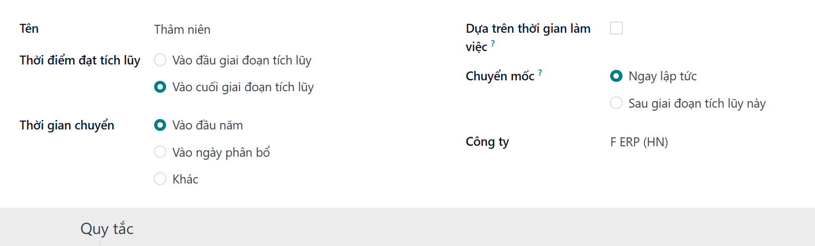Một biểu mẫu kế hoạch tích lũy với tất cả các mục đã được điền.