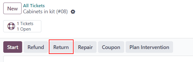 Xem phiếu Hỗ trợ với nút trả hàng được làm nổi bật.