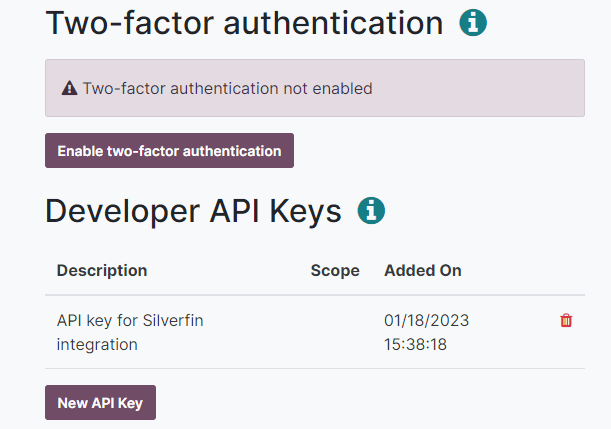 creation of an LeanSoft external API key for an LeanSoft user