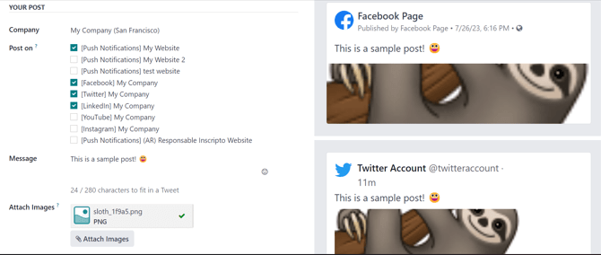 Visualized samples of post with newly-attached images in LeanSoft Social Marketing.