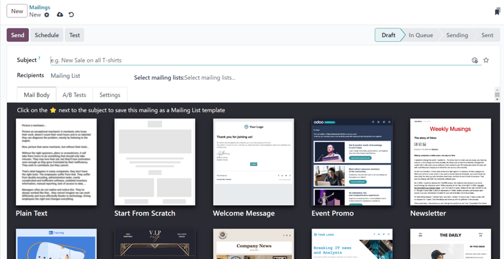 Xem mẫu email chi tiết trống trong ứng dụng Email Marketing LeanSoft.