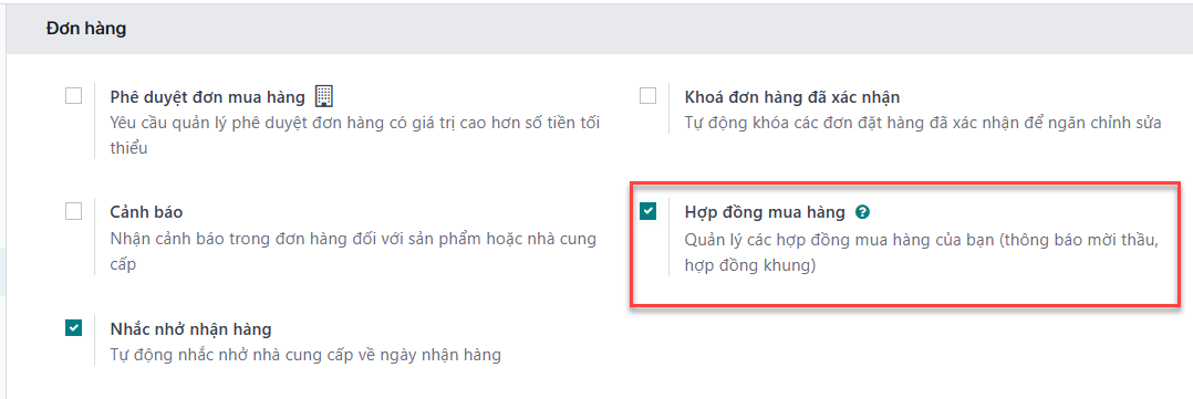 Thỏa thuận Mua hàng được kích hoạt trong cài đặt ứng dụng Mua hàng.