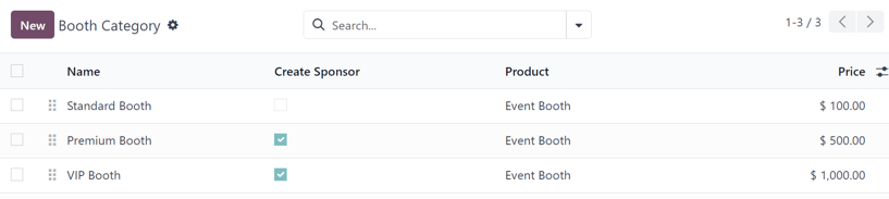 The Booth Category page in the LeanSoft Events application.