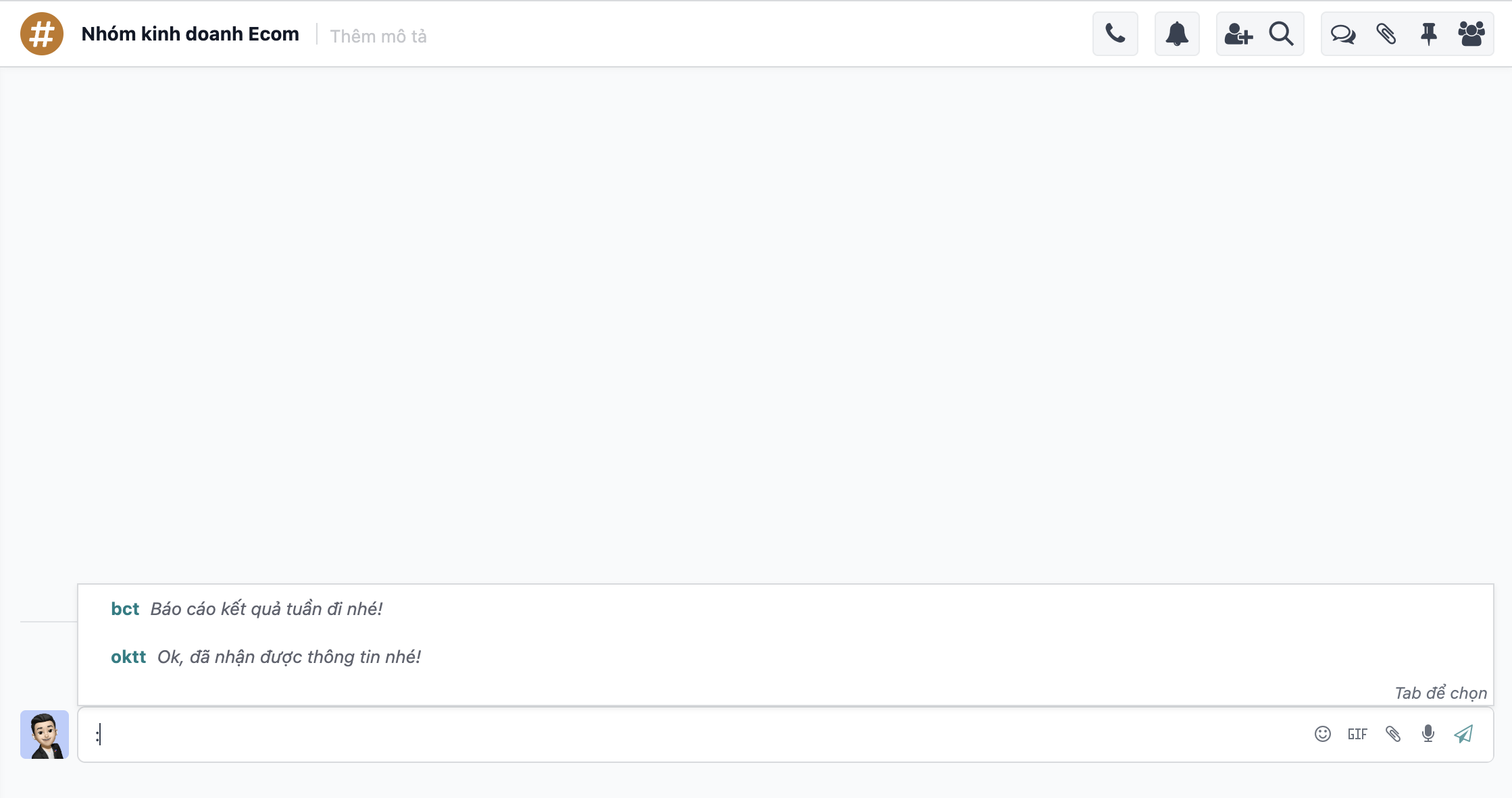 Cửa sổ trò chuyện trực tiếp với danh sách tất cả câu trả lời soạn sẵn khả dụng.