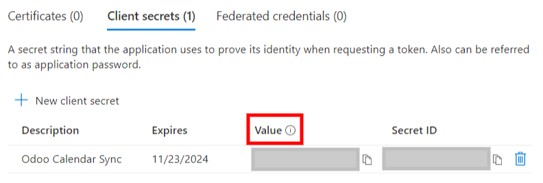 Mã "Client Secret" cần được sao chép từ Microsoft vào LeanSoft.