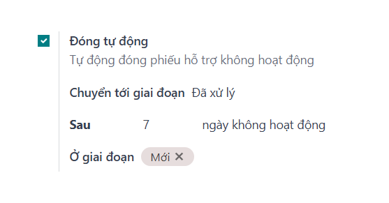 Ví dụ về cài đặt Đóng Tự Động.
