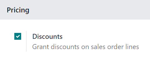 Kích hoạt tùy chọn giảm giá trong LeanSoft Sales.