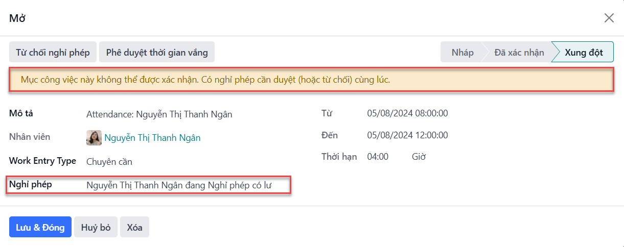 Cửa sổ pop-up xung đột chi tiết xuất hiện khi nhấp vào Edit.