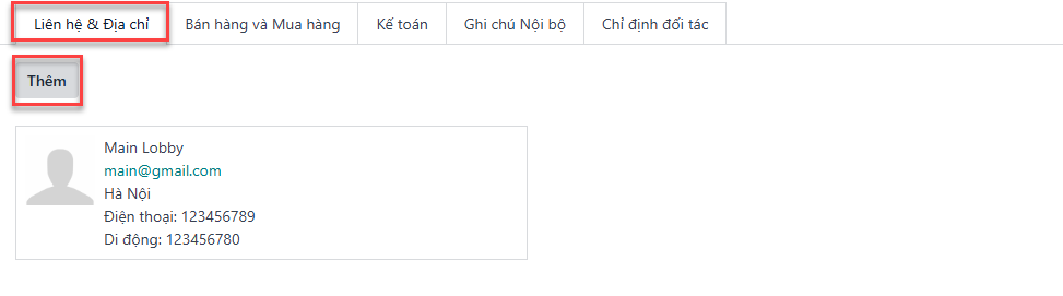 Biểu mẫu tạo liên hệ với tất cả các phần đã được điền.