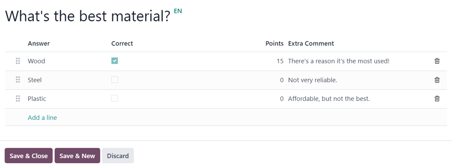 The Create Questions pop-up window on an event-specific track quiz in the LeanSoft Events app.
