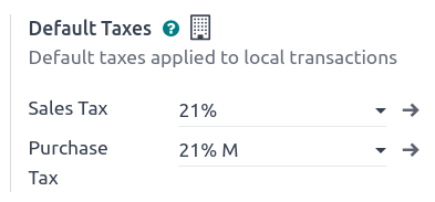Define which taxes to use by default on LeanSoft