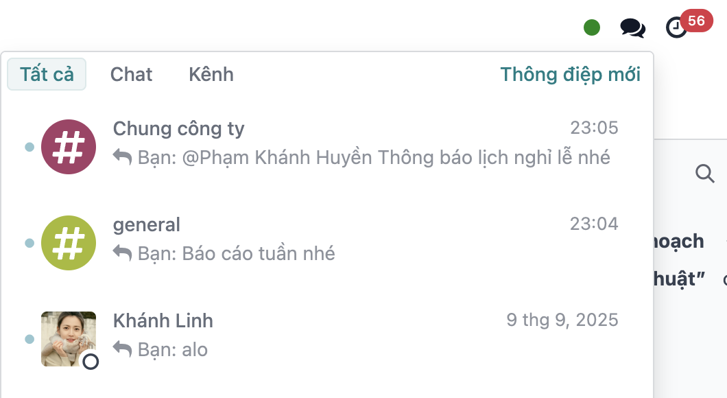 Sử dụng Thảo luận trên các ứng dụng khác bằng cách nhấp vào bong bóng hội thoại.