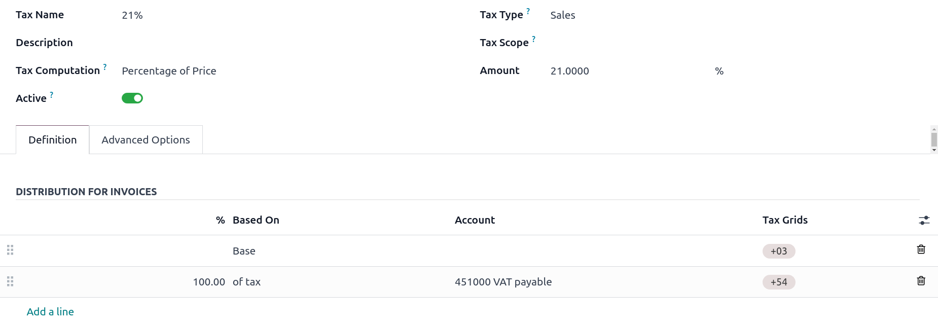 Edition of a tax in LeanSoft Accounting