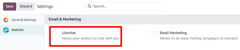 View of the settings page and the live chat feature for LeanSoft Live Chat.