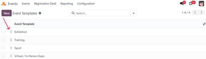 The Event Templates page in the LeanSoft Events application.