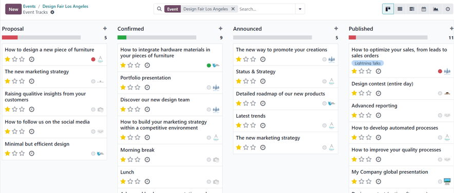 Typical event tracks page for an event in the LeanSoft Events application.