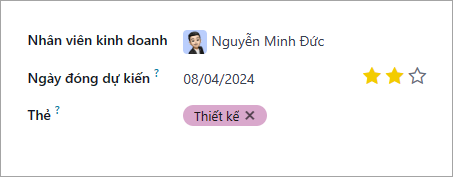 Hình ảnh chi tiết về ngày dự kiến hoàn thành trên một cơ hội trong ứng dụng CRM.