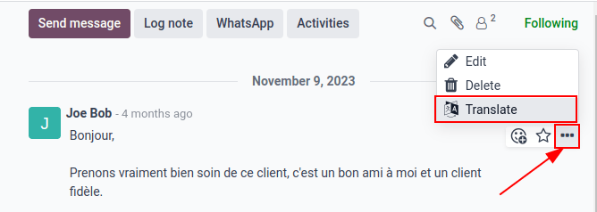 Google Translate present in an LeanSoft database's chatter.
