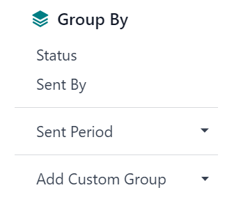 Xem menu thả xuống Nhóm theo trong ứng dụng Email Marketing LeanSoft.