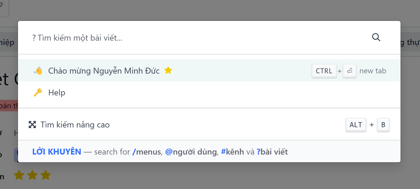 Hình ảnh cửa sổ tìm kiếm kiến thức từ một phiếu hỗ trợ.