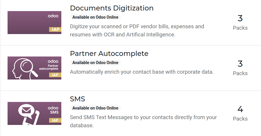 The IAP catalog with various services available on IAP.LeanSoft.com.