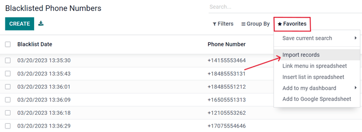 View of how to import a blacklist in LeanSoft SMS Marketing.