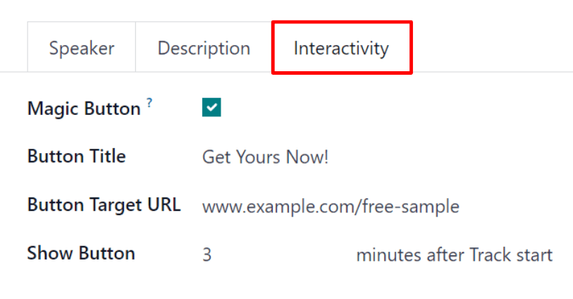 The Interactivity tab on an event track form in the LeanSoft Events application.