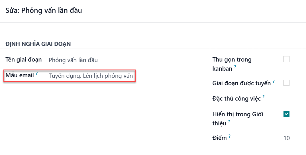 Mẫu email Tuyển dụng: Lên lịch phỏng vấn điền vào trường Mẫu Email.