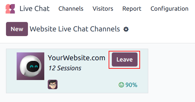 View of a channel form and the option to join a channel for LeanSoft Live Chat.