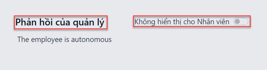 Phần phản hồi cho cả nhân viên và quản lý. Các nút chuyển đổi được làm nổi bật.