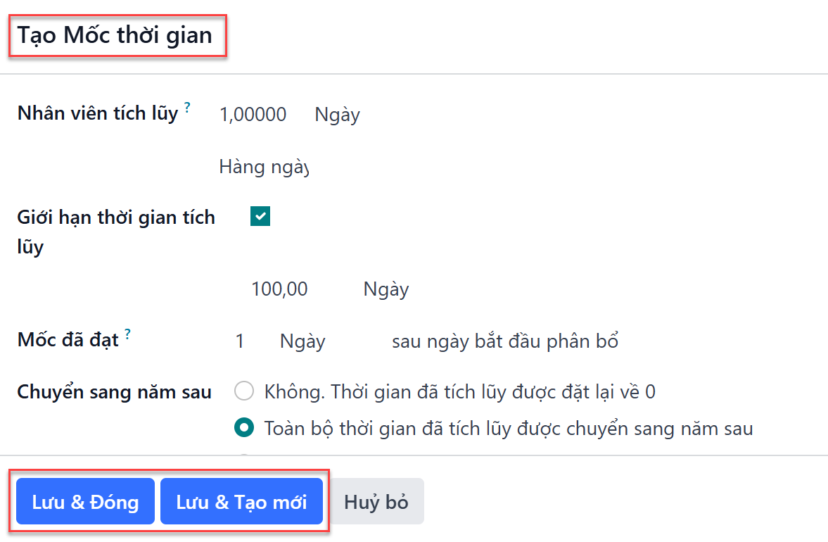 Một biểu mẫu mốc với tất cả các mục đã được điền.