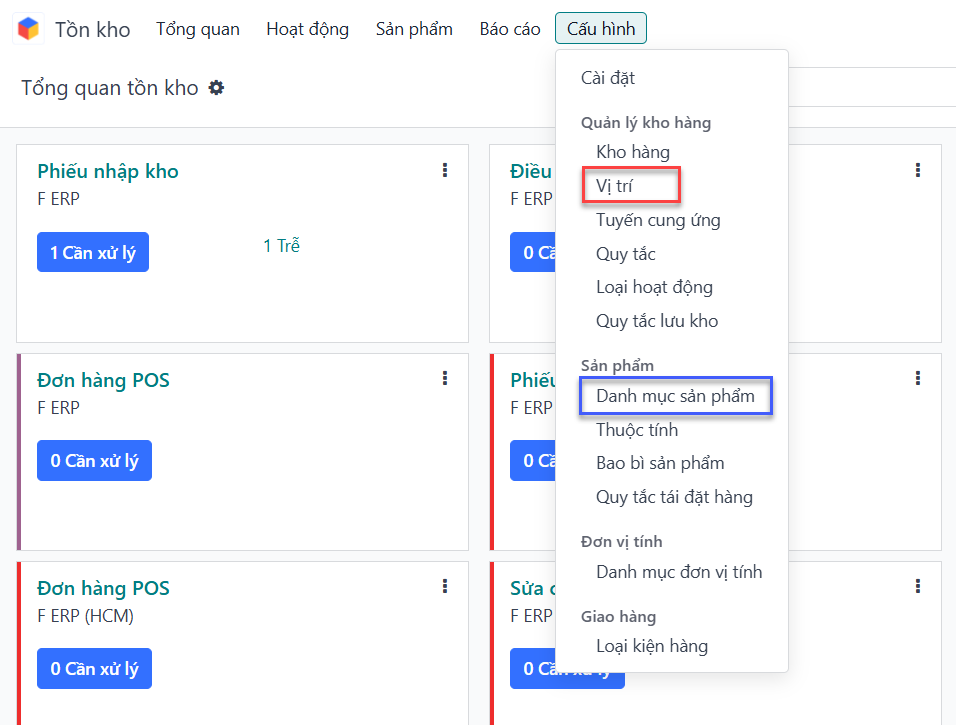 Thay đổi Bắt buộc tiến hành chiến lược xuất kho cho Danh mục Sản phẩm hoặc Vị trí.