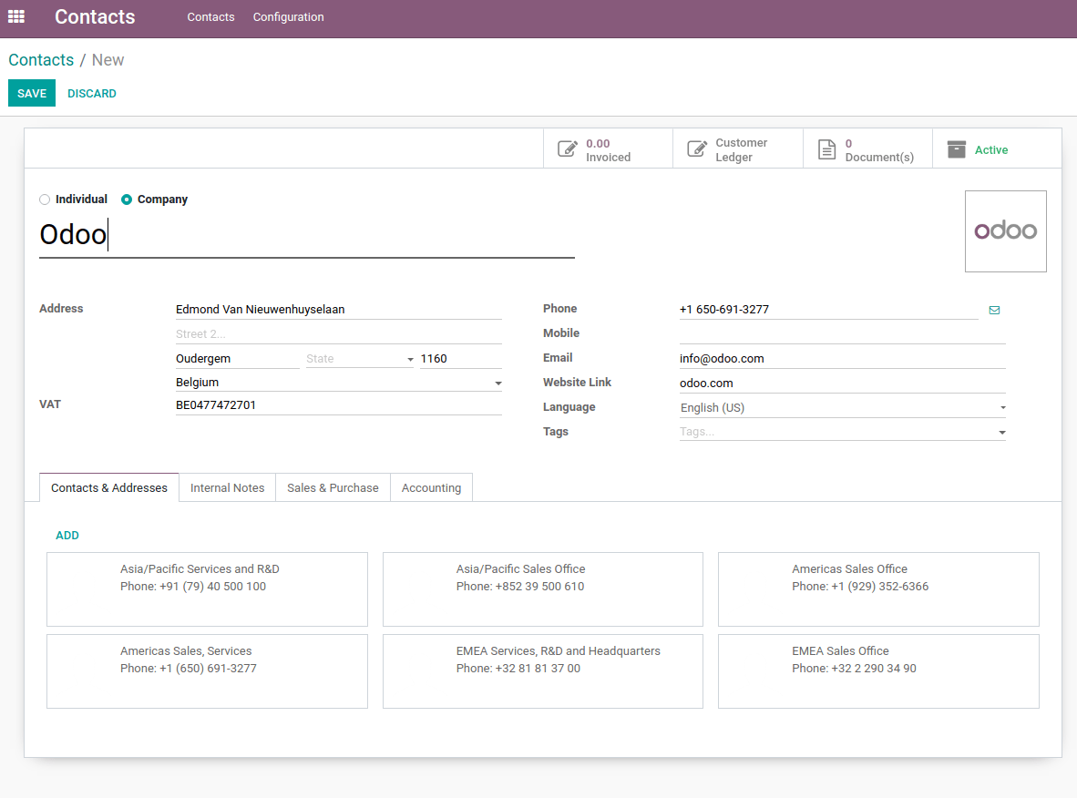 Tạo một liên hệ mới trong LeanSoft