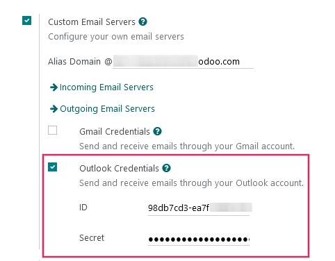 Outlook Credentials in LeanSoft General Settings.