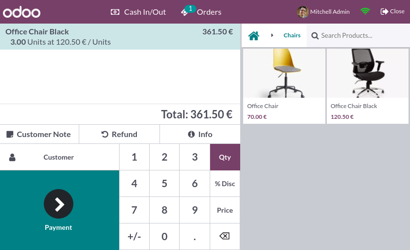 Giao diện phiên làm việc POS.