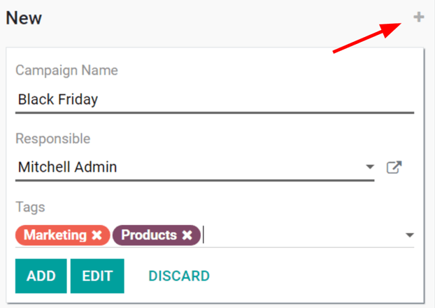 View of the quick add option for campaigns in LeanSoft Social Marketing.