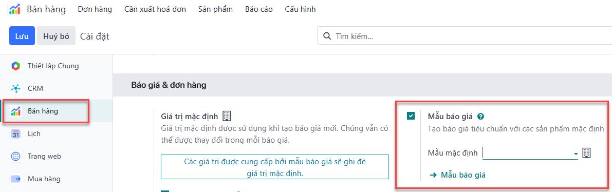 Cách kích hoạt mẫu báo giá trên LeanSoft Sales.