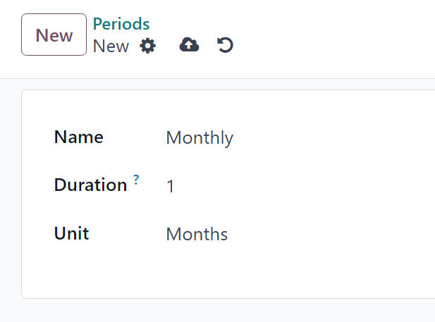 Một biểu mẫu khoảng thời gian đăng ký trong ứng dụng LeanSoft Subscriptions.