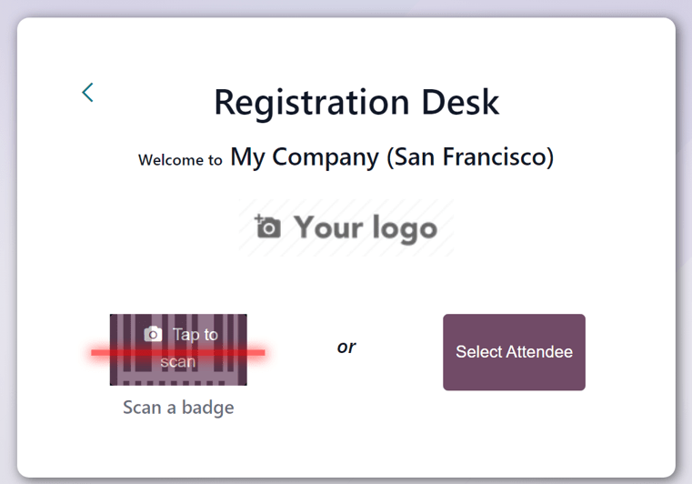 The Registration Desk page in the LeanSoft Events application.