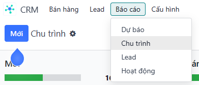 Mở ứng dụng CRM và nhấp vào tab Báo cáo ở phía trên, sau đó nhấp vào Pipeline.