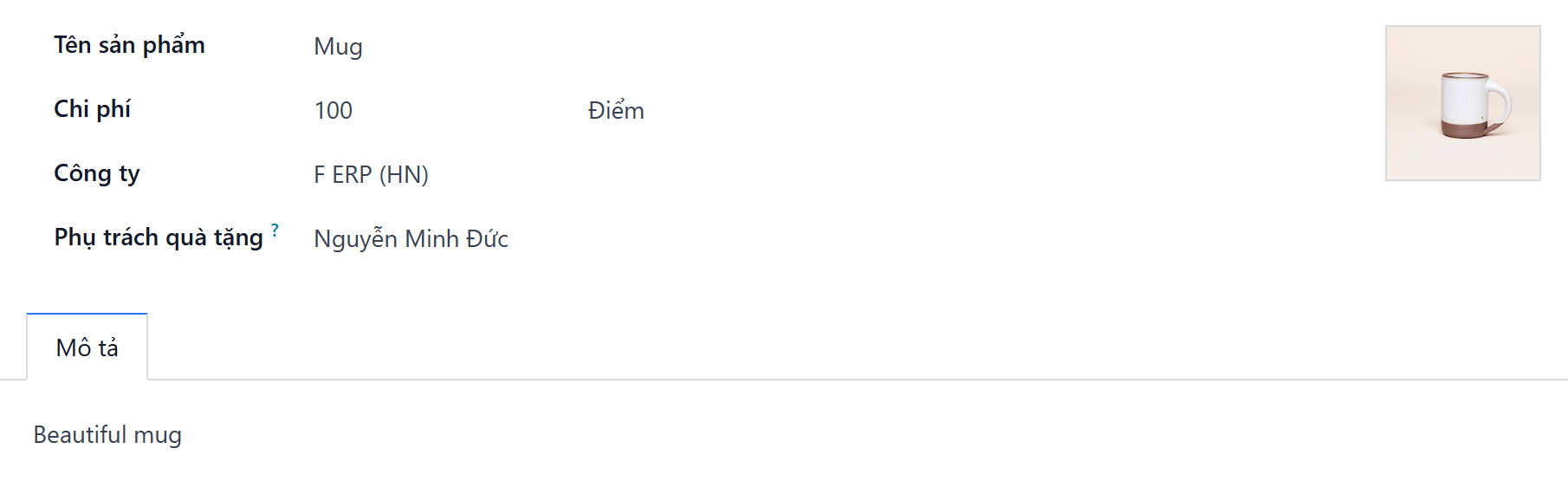 Một biểu mẫu phần thưởng đã được điền đầy đủ với tất cả các chi tiết được nhập.