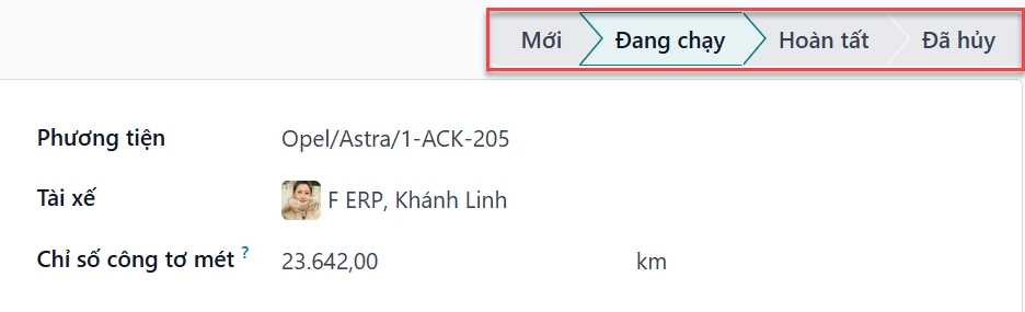 Các giai đoạn như thấy từ mẫu dịch vụ.
