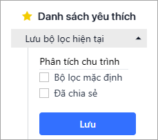 Dưới tiêu đề Yêu thích, nhấp vào Lưu tìm kiếm hiện tại và lưu báo cáo để sử dụng sau này.