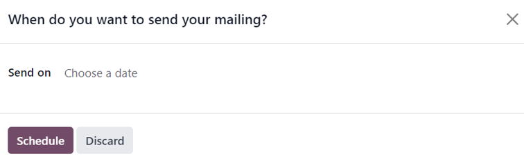 Xem cửa sổ pop-up xuất hiện khi nhấp vào nút lên lịch trên mẫu email.