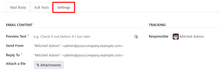 Xem tab cài đặt trong ứng dụng LeanSoft Email Marketing, khi tính năng chiến dịch chưa được kích hoạt.