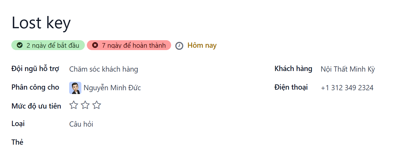 Xem biểu mẫu của một vé với SLA thất bại và thành công trong LeanSoft hỗ trợ.
