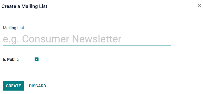 View of the mailing list pop-up window in LeanSoft SMS Marketing.