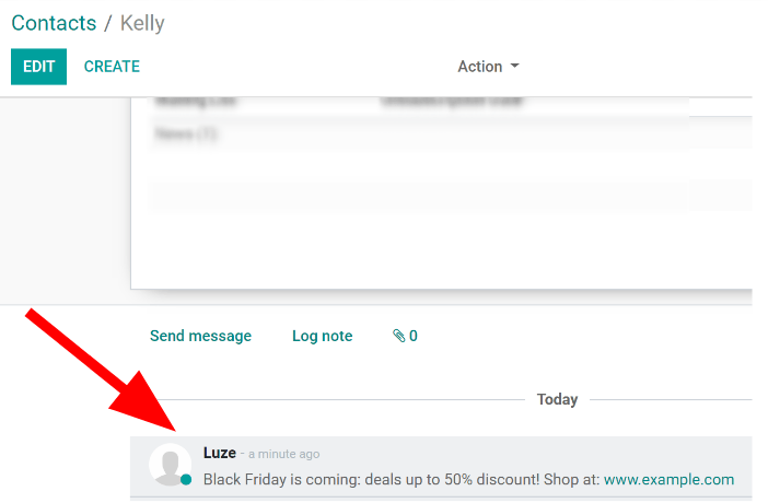 View of what the chatter looks like in the LeanSoft Contacts app.
