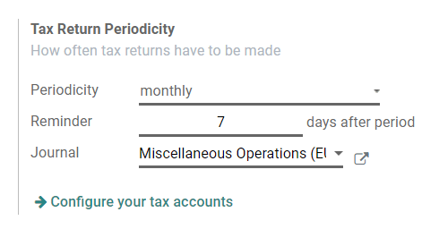 Configure how often tax returns have to be made in LeanSoft Accounting