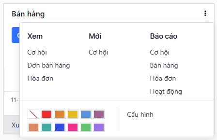 Nhấp vào Menu Ba Chấm trong dashboard LeanSoft CRM để xem tài liệu và tạo cơ hội.
